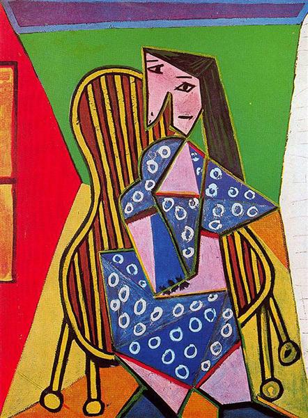 Pablo Picasso Classical Oil Painting Woman In Striped Armchair